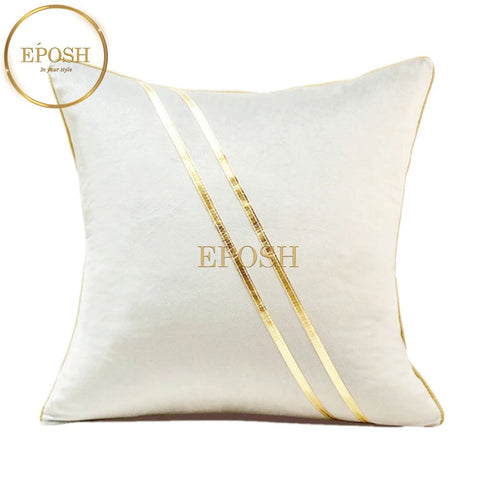 Pack of 2 Velvet Decorative  Diagonal Line Square Cushion -  White