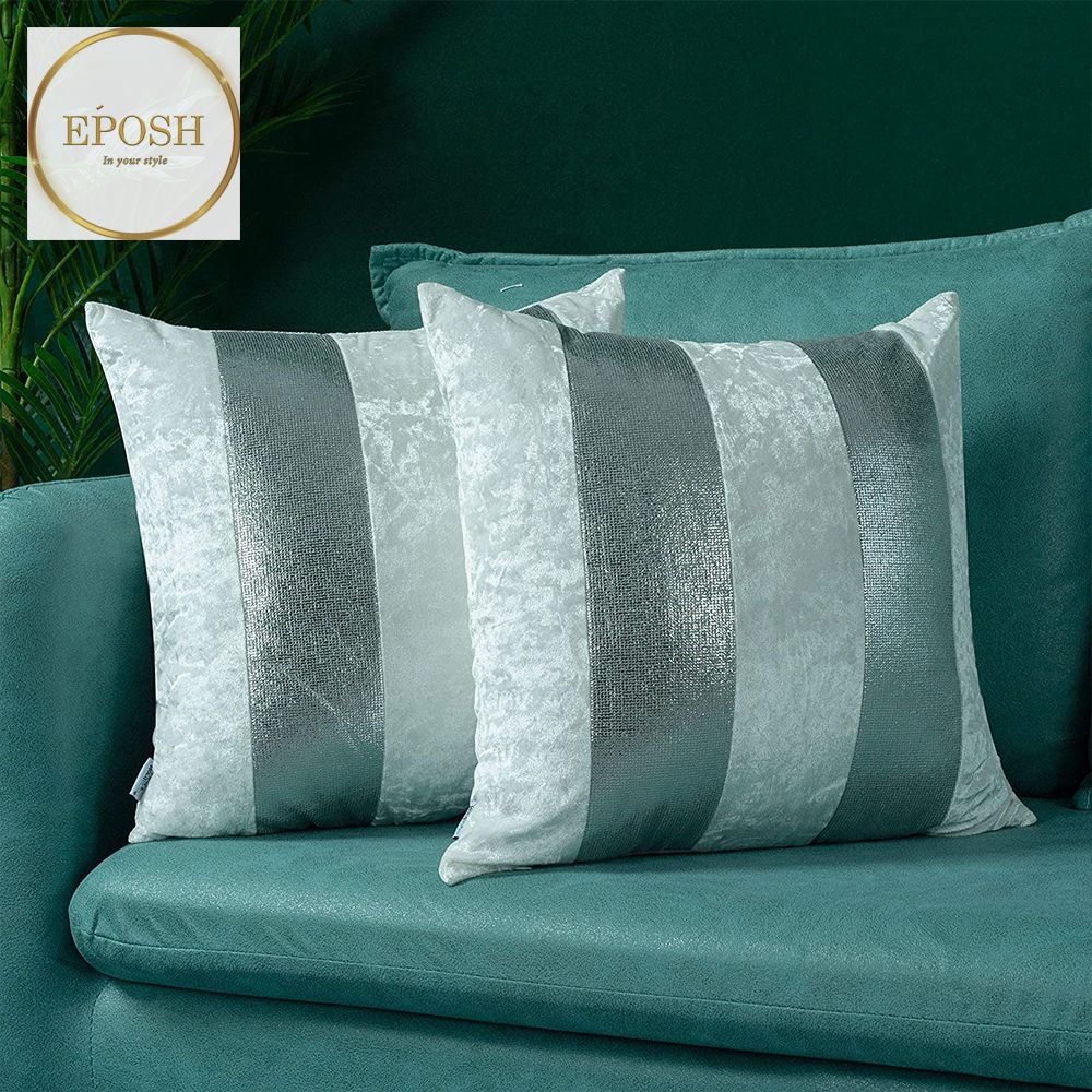 Pack of 2 Grey&Silver Sequence Lace Velvet Cushion