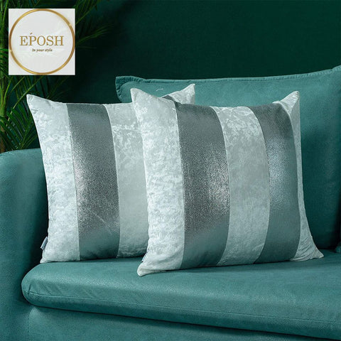 Pack of 2 Grey&Silver Sequence Lace Velvet Cushion