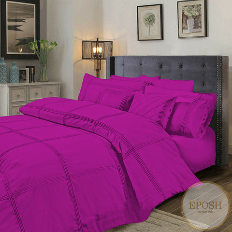 Exotic Embellish Box Pleated Duvet Set - Shocking Pink