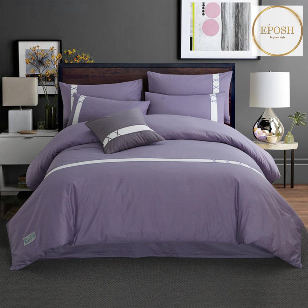 Horizontal Stripe Duvet Set - Light Purple