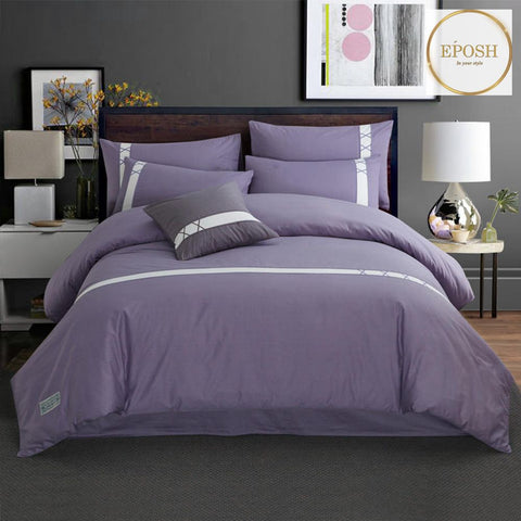 Horizontal Stripe Duvet Set - Light Purple