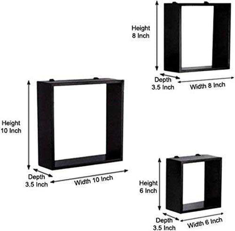 Orange Wooden Wall Shelves Set - 3 Pieces