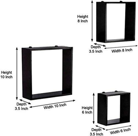 Yellow Wooden Wall Shelves Set - 3 Pieces