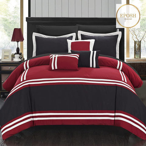 Embellish Patch Duvet Set - Red & Black