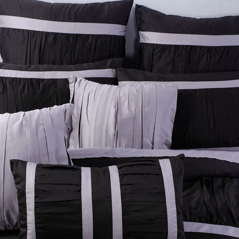 Embellish Ruffles Duvet Set - Black and Grey