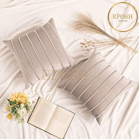 Pack of 2 Velvet Decorative Square Cushion -Silver Grey