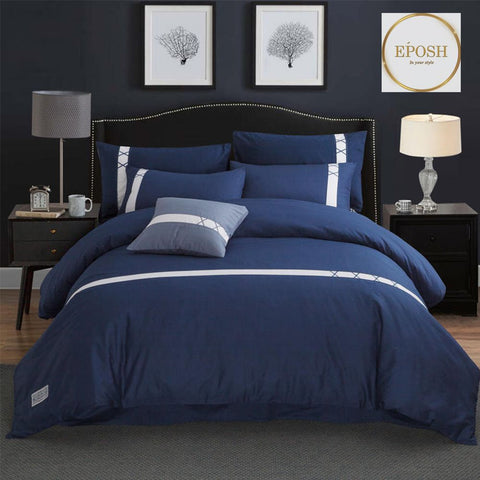 Horizontal Stripe Duvet Set - Blue