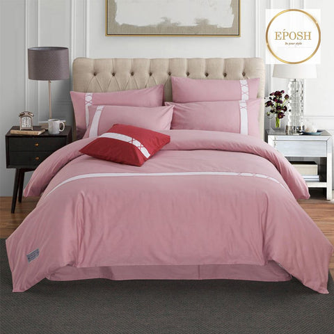 Horizontal Stripe Duvet Set - Pink