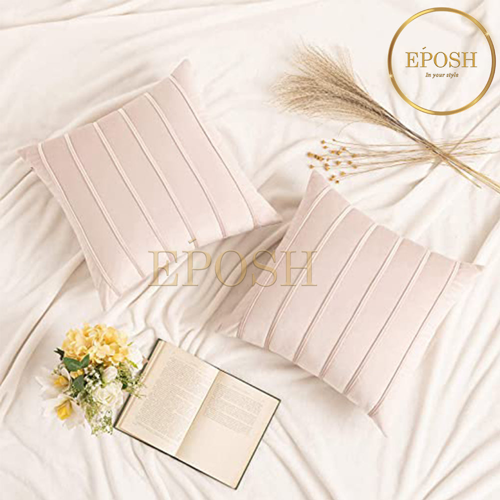 Pack of 2 Velvet Decorative Square Cushion -Cream
