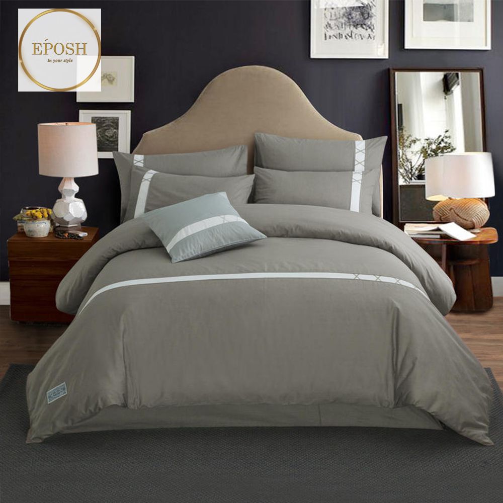 Horizontal Stripe Duvet Set - Smoke