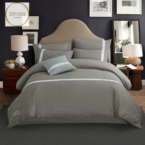 Horizontal Stripe Duvet Set - Smoke