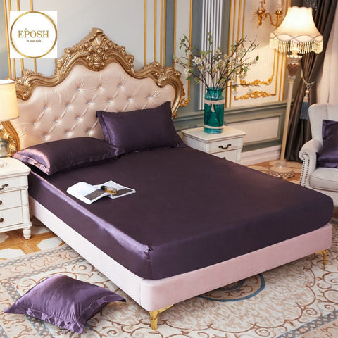Silk Fitted Sheet with Pillow covers - Eggplant