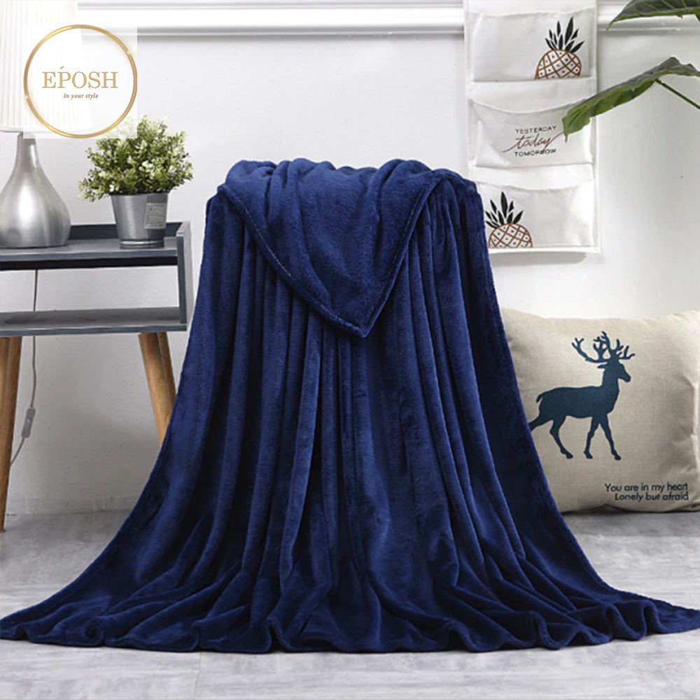 Summer Ultra Soft & Cozy Fleece Blanket - King Size -Navy Blue