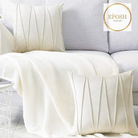 Pack of 2 Velvet Decorative Square Cushion-Off White