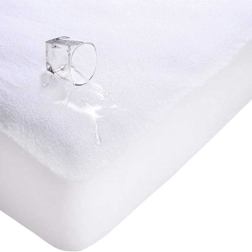 Terry Cotton Waterproof Mattress Protector - White