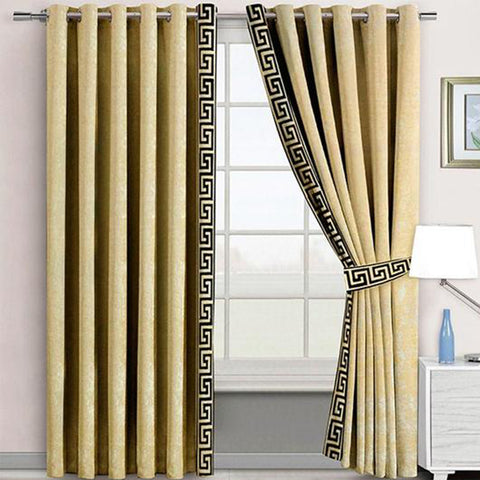2 Pieces Premium splendid velvet curtain Panels & 2 Belts-Ivory