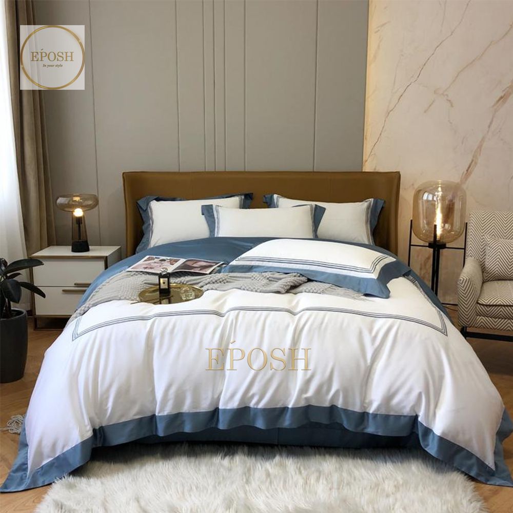 Baratta with Patch (White with Slate Blue Bratta Stitch set)