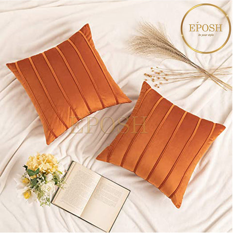 Pack of 2 Velvet Decorative Square Cushion -Coral