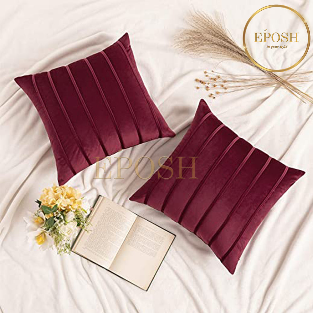 Pack of 2 Velvet Decorative Square Cushion -Maroon