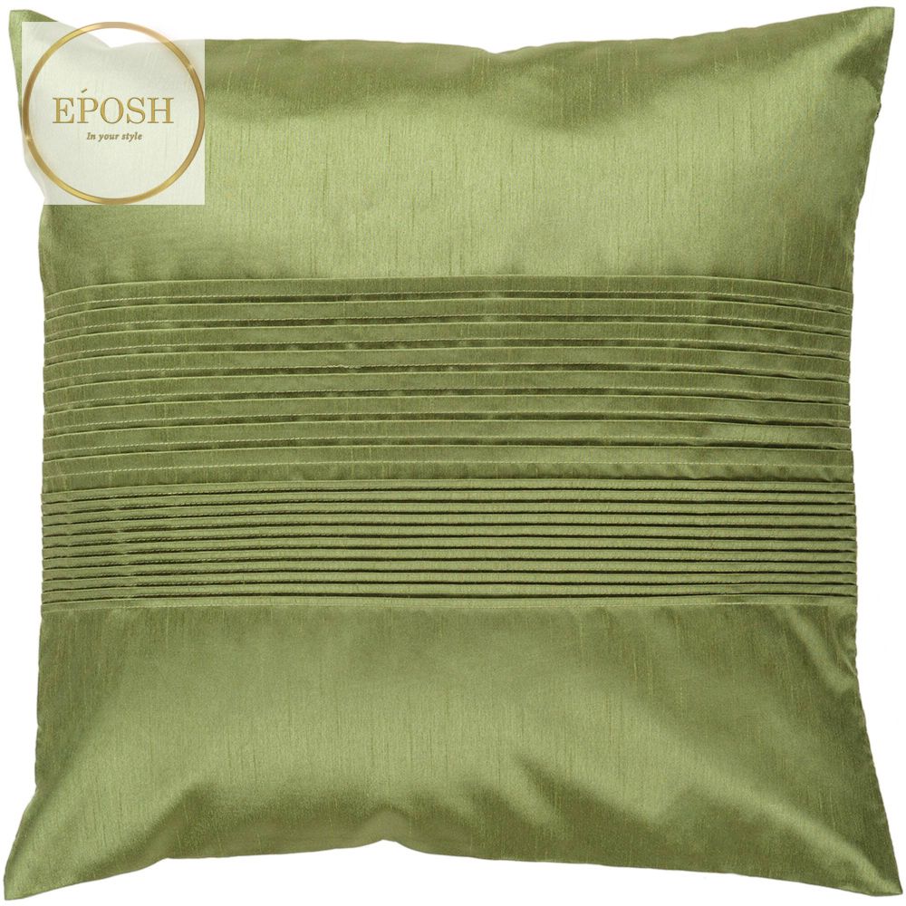 Pack of 2 Satin Decorative Pleated Square Cushion -Olive Green