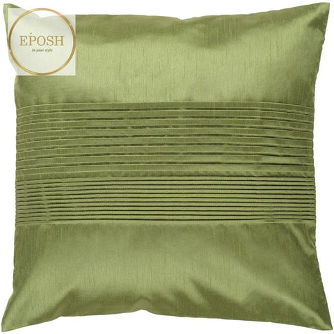 Pack of 2 Satin Decorative Pleated Square Cushion -Olive Green