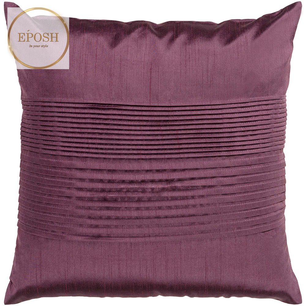 Pack of 2 Satin Decorative Pleated Square Cushion -Plum