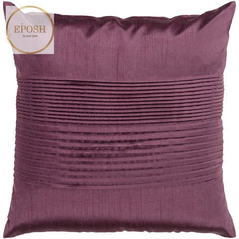 Pack of 2 Satin Decorative Pleated Square Cushion -Plum