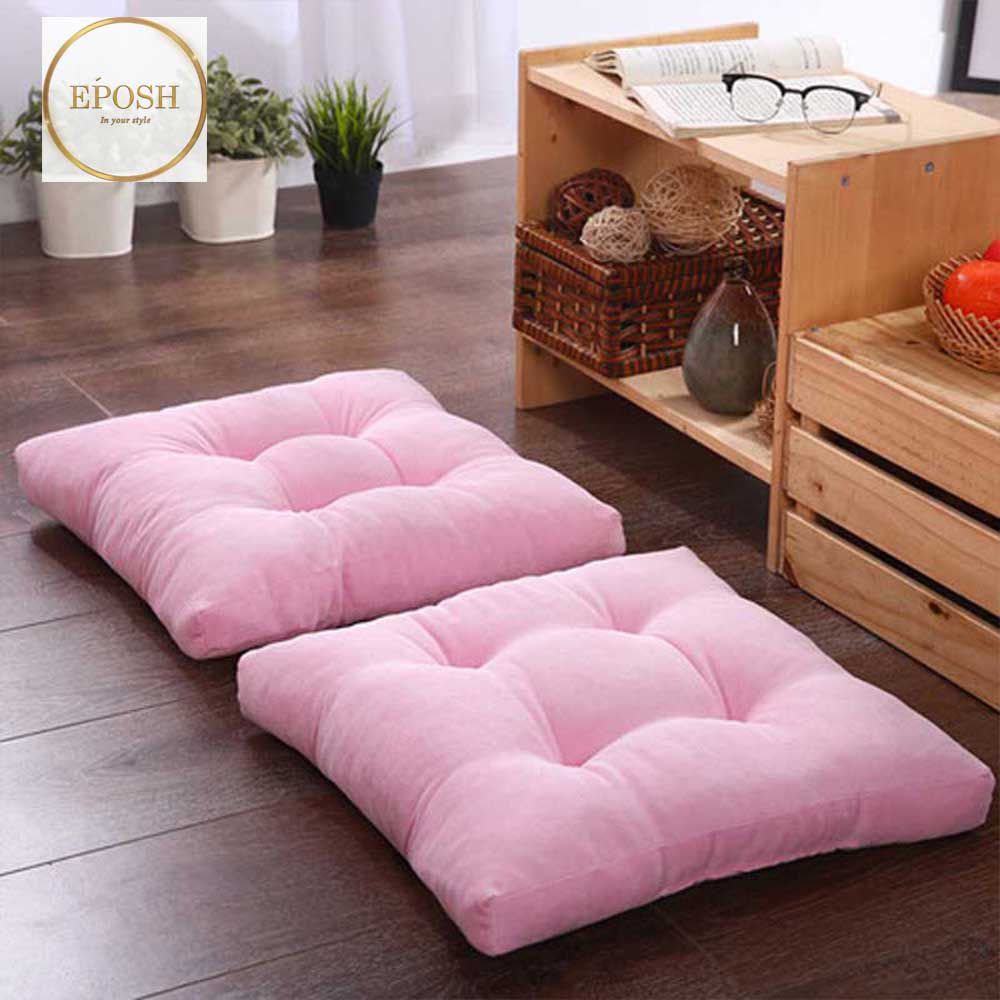 Pack of 2 Square Shape Floor Cushions - Baby Pink