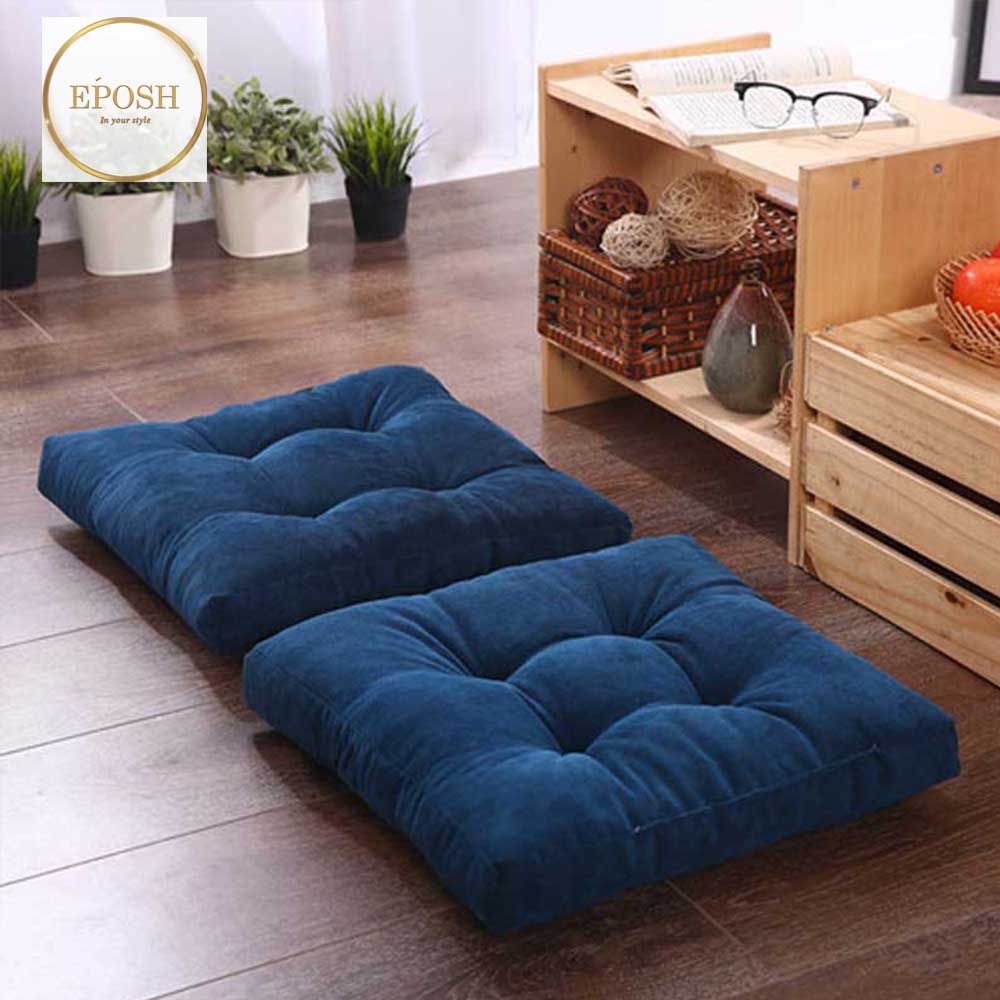Pack of 2 Square Shape Floor Cushions -Navy Blue