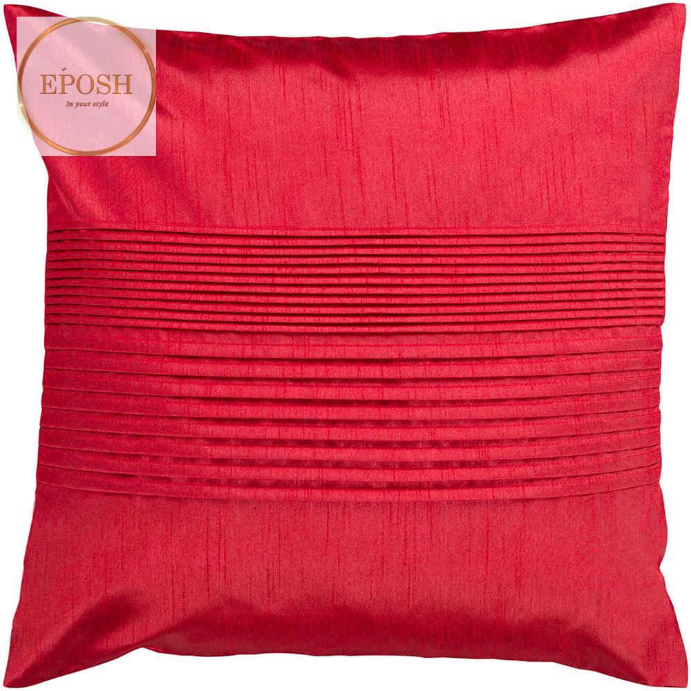 Pack of 2 Satin Decorative Pleated Square Cushion -Red