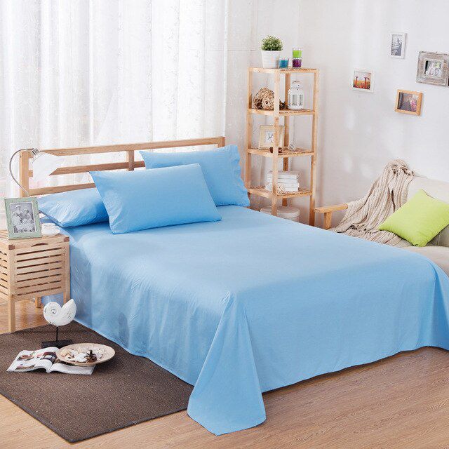 Rich Cotton Plain Bedsheet Set - Sky Blue