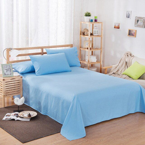 Rich Cotton Plain Bedsheet Set - Sky Blue