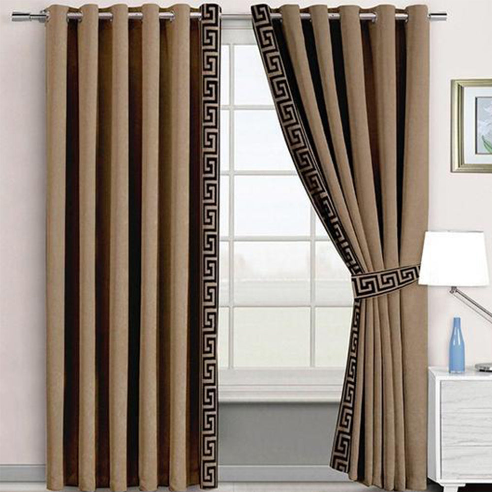 2 Pieces Premium splendid velvet curtain Panels & 2 Belts-Camel 07