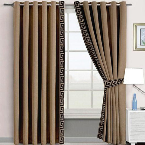 2 Pieces Premium splendid velvet curtain Panels & 2 Belts-Camel 07