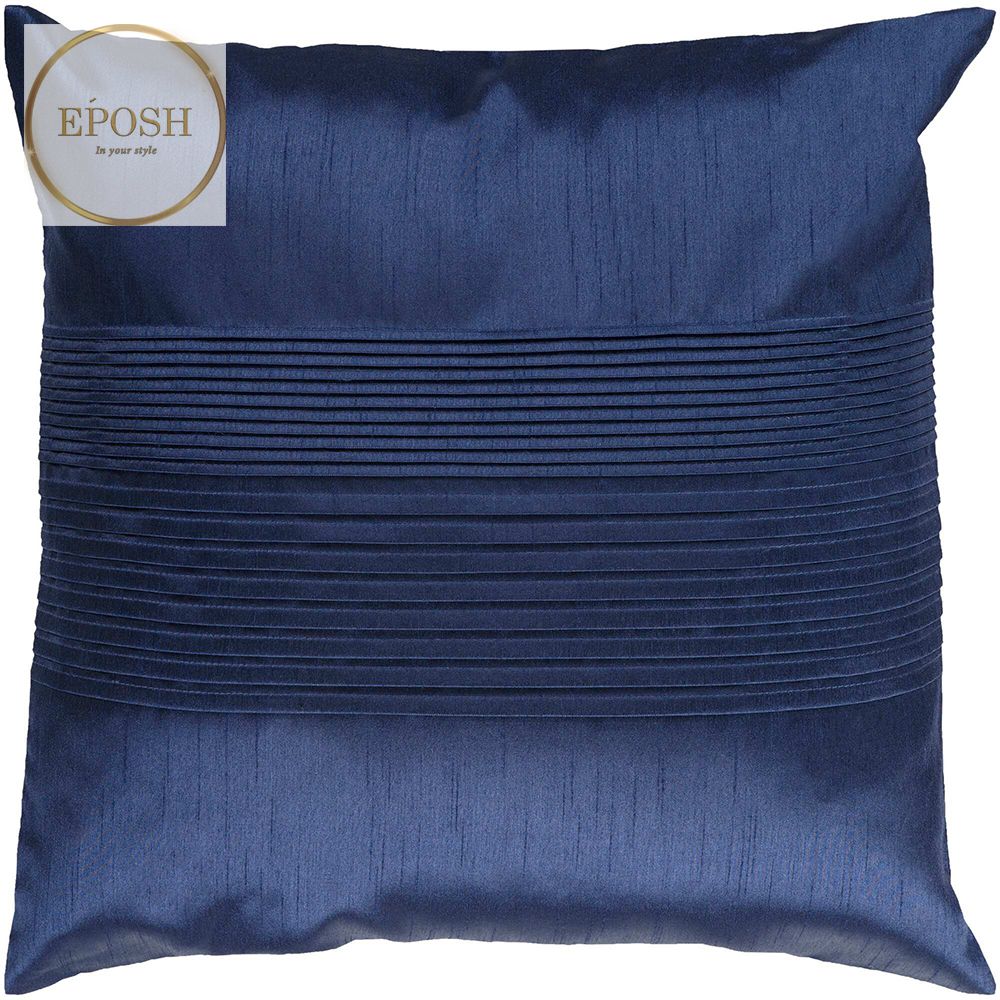 Pack of 2 Satin Decorative Pleated Square Cushion -Navy Blue