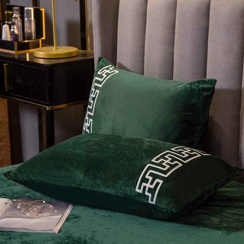 New Luxury Aplic Work Velvet Duvet set  - Green