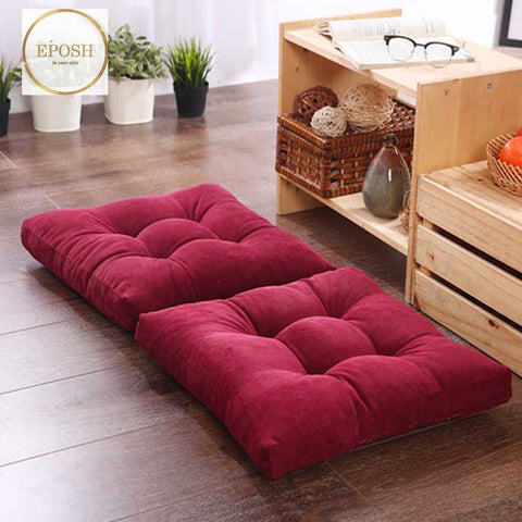 Pack of 2 Square Shape Floor Cushions -Maroon