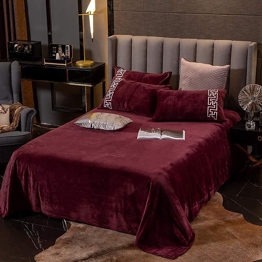 New Luxury Aplic Work Velvet Duvet set - Dark Maroon