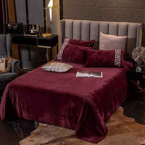 New Luxury Aplic Work Velvet Duvet set - Dark Maroon