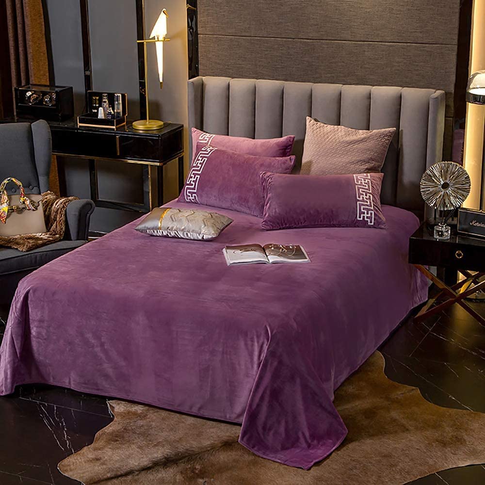 New Luxury Aplic Work Velvet Duvet set   - Light Purple