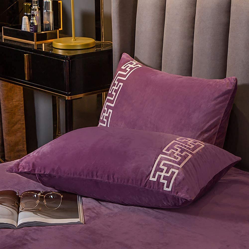New Luxury Aplic Work Velvet Duvet set   - Light Purple