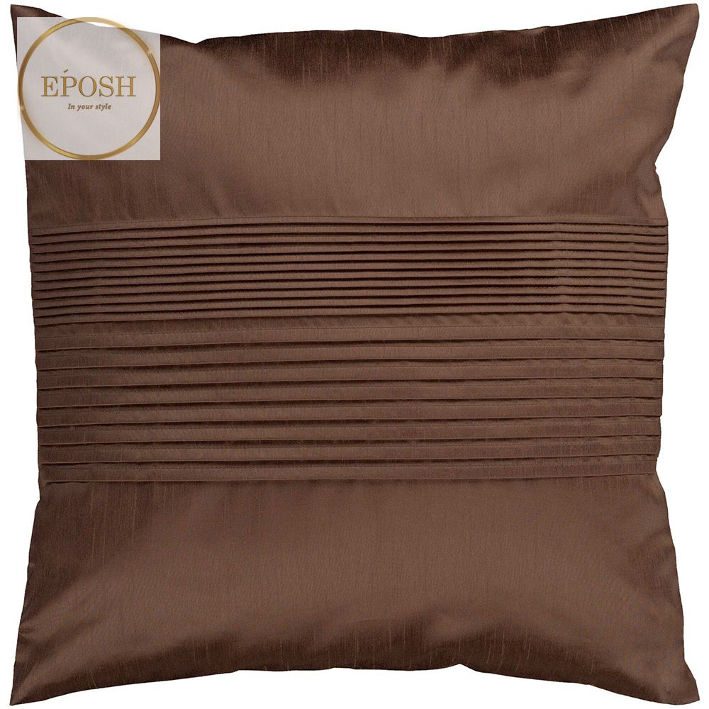 Pack of 2 Satin Decorative Pleated Square Cushion -Brown