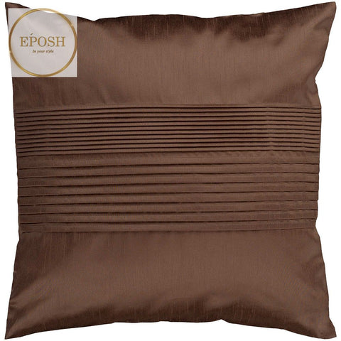 Pack of 2 Satin Decorative Pleated Square Cushion -Brown
