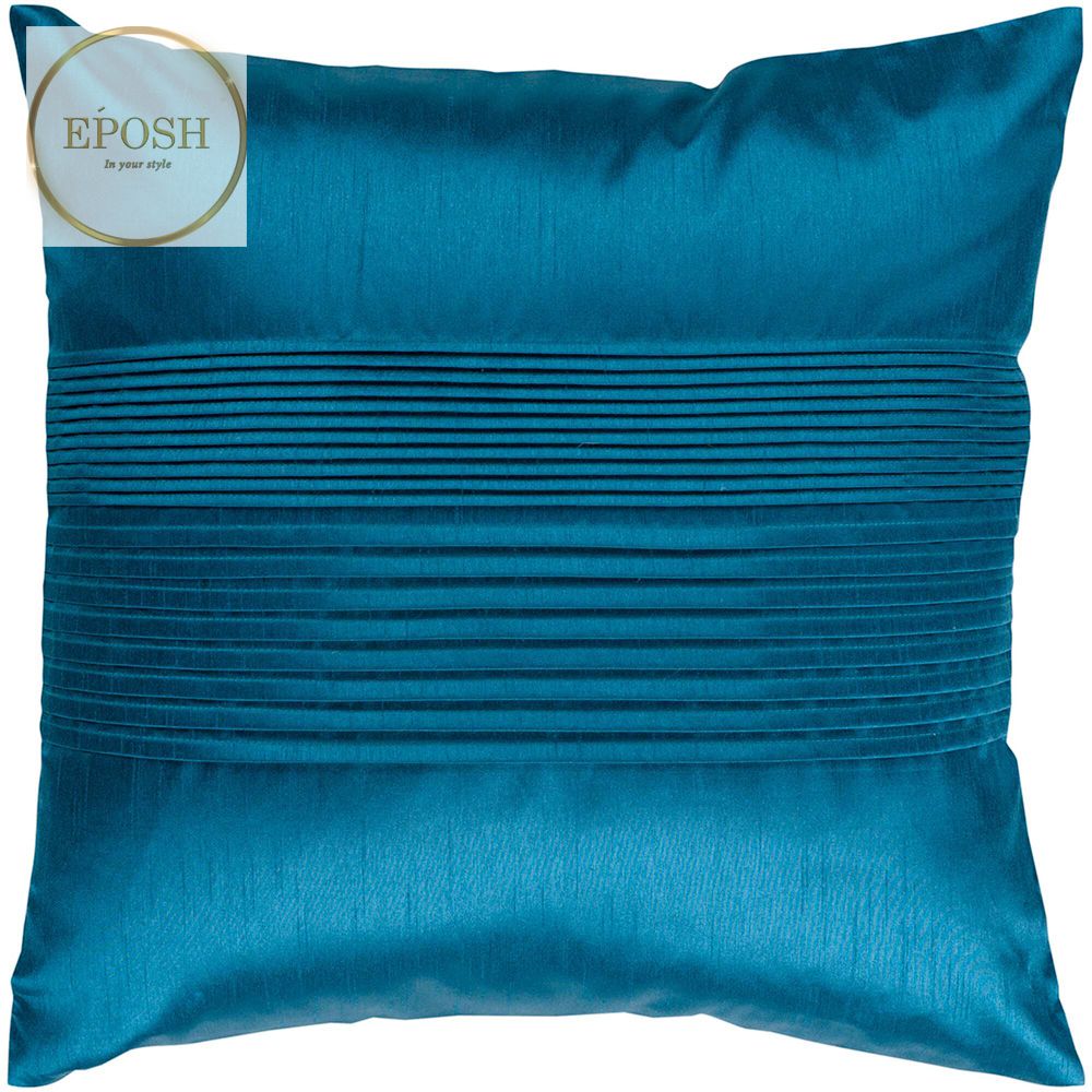 Pack of 2 Satin Decorative Pleated Square Cushion -Ocean Blue