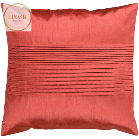 Pack of 2 Satin Decorative Pleated Square Cushion -Coral