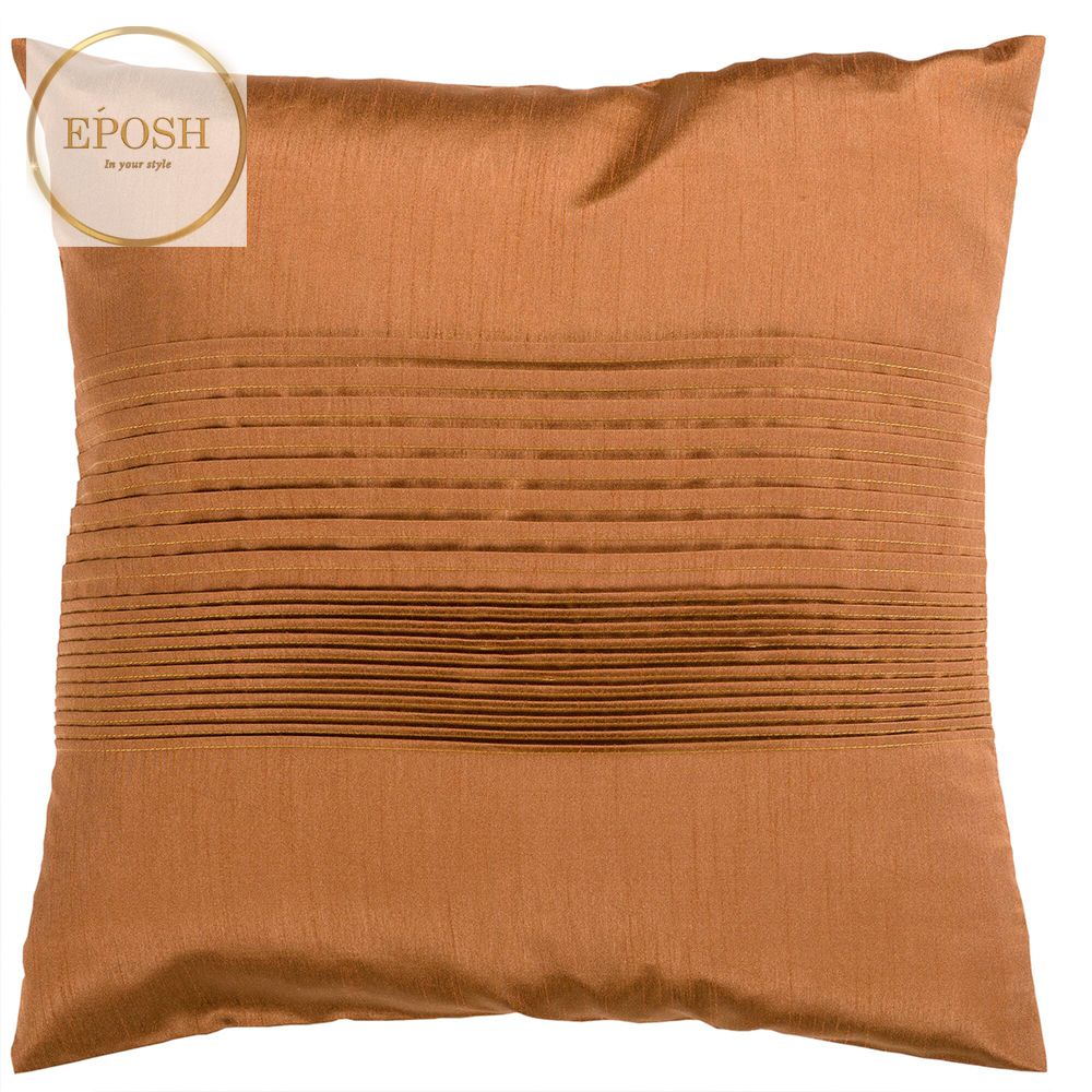 Pack of 2 Satin Decorative Pleated Square Cushion -Light Brown