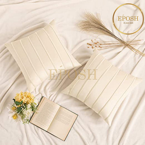 Pack of 2 Velvet Decorative Square Cushion -Ivory