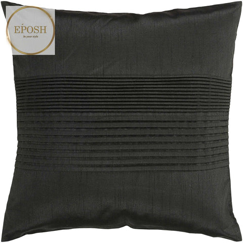 Pack of 2 Satin Decorative Pleated Square Cushion -Black