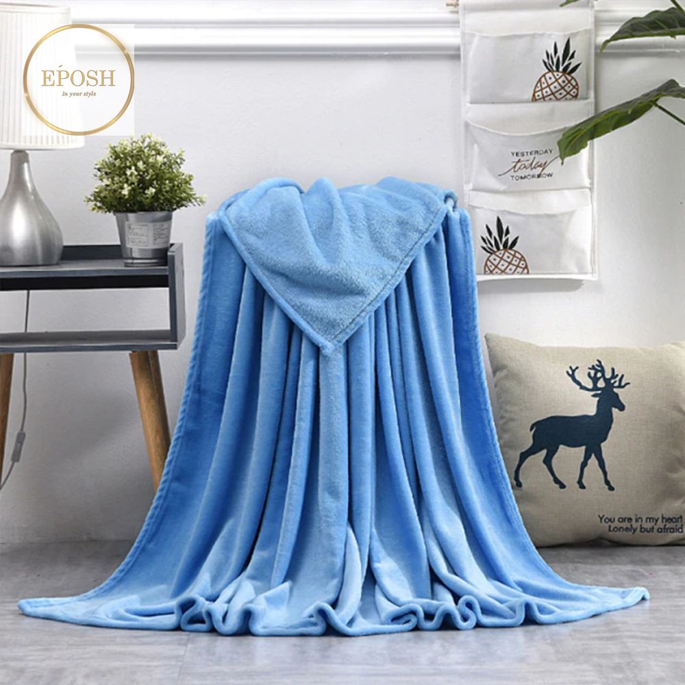 Summer Ultra Soft & Cozy Fleece Blanket - King Size -Sky Blue